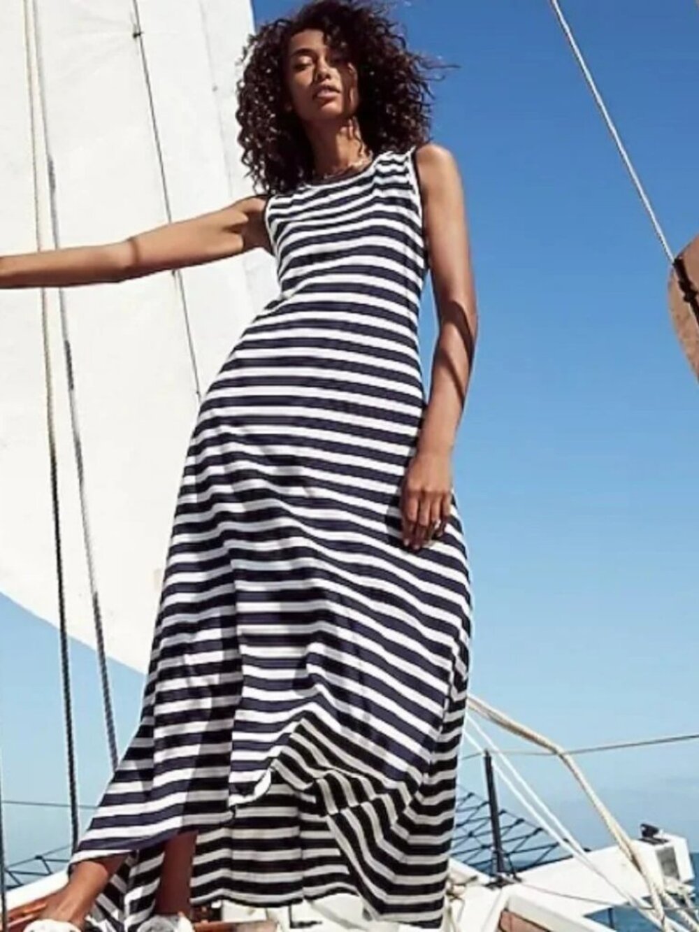 BNWT J. Crew Petite High-Low Maxi Dress in Stripe
